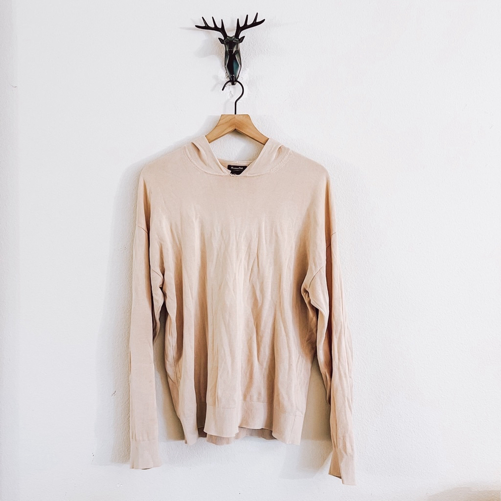 Massimo Dutti Men's Beige Hoodie Size Large
